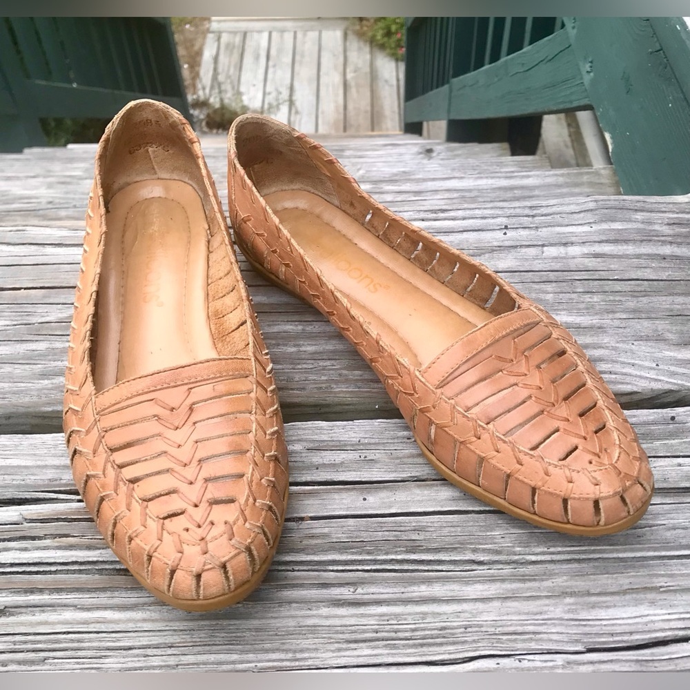 Ladies 8 1/2 BALLOONS Tan Leather Espadrille Flat Casual Dressy Sandal Shoes